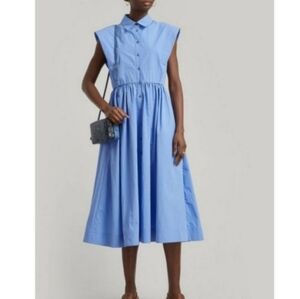 CO EXAGGERATED SHOULDER SLEEVELESS SHIRT DRESS